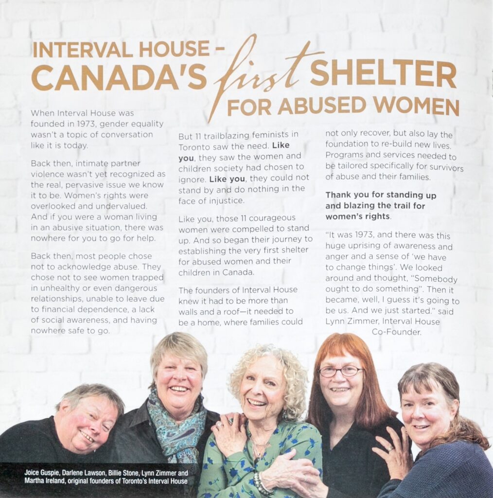 Interval House-Canada's First Shelter for Abused Women-Gratitude Report